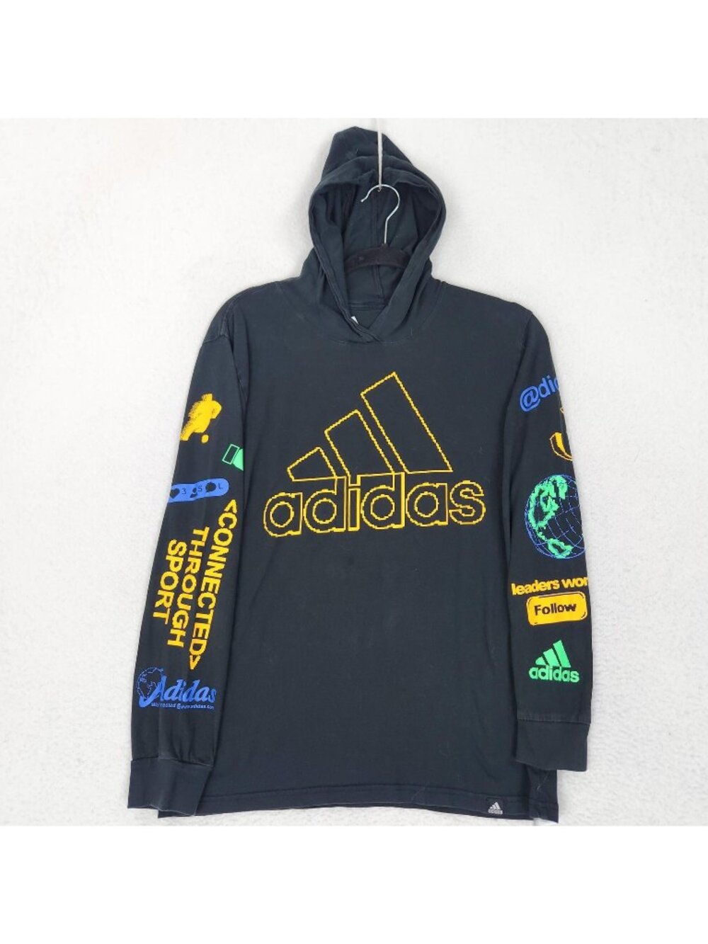 Adidas Sweater Boys 14-16 Black Connected Through Sport Hoodie Kids Sweatshirt